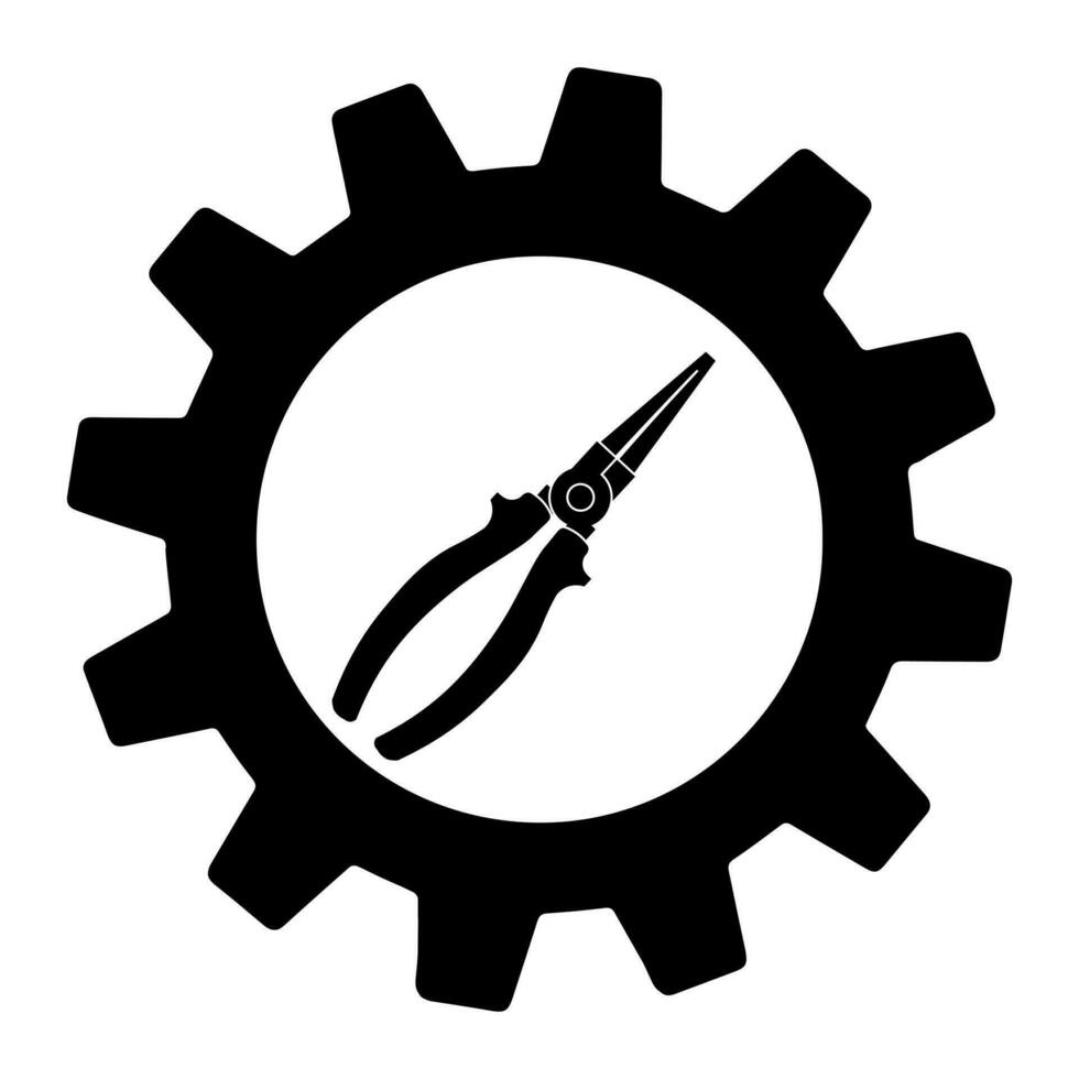 icône de pinces électriques techniques engrenage. Contour de l'icône de vecteur de pinces électriques techniques pour la conception web