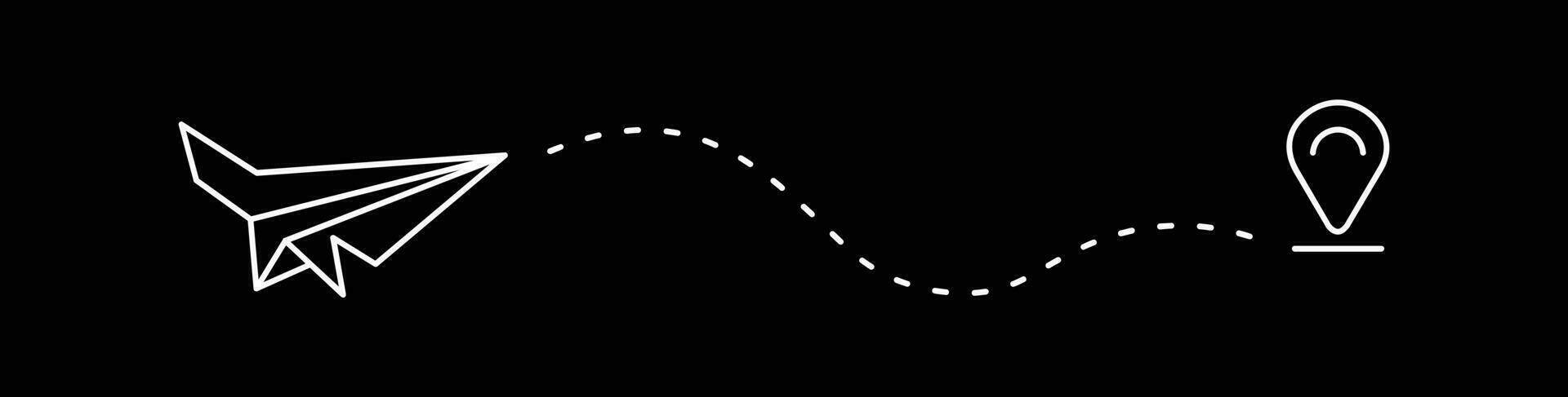 emplacement vecteur icône destination livraison route home.paper avion icône destination livraison emplacement concept sur noir Contexte