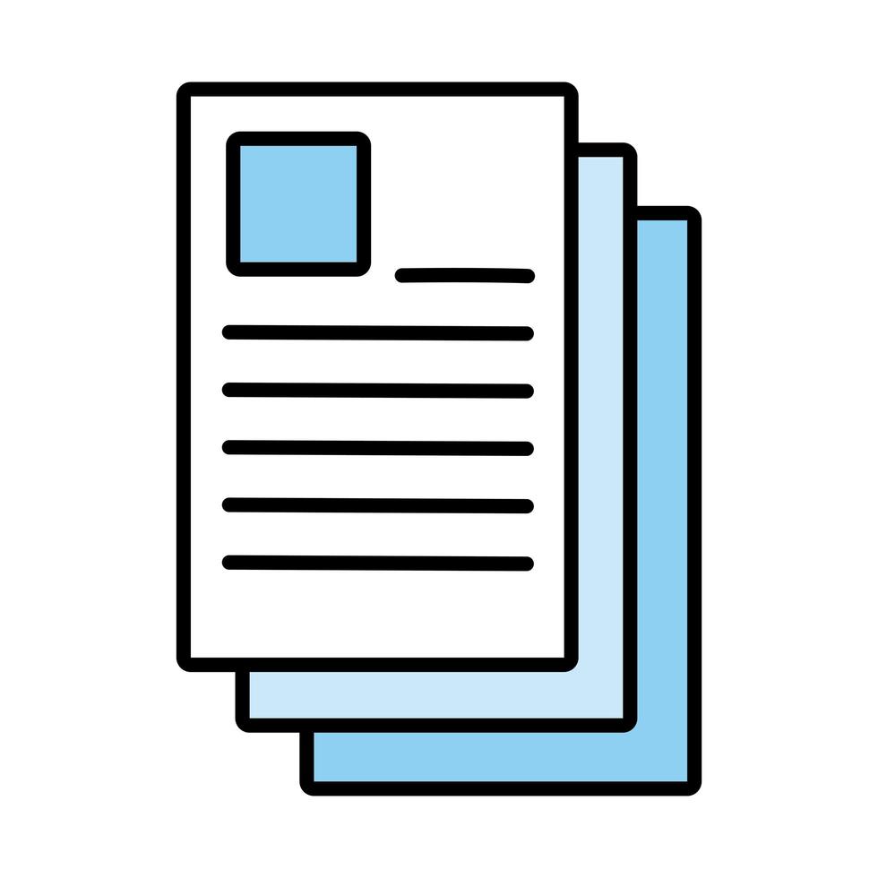 documents papiers avec ligne de programme et icône de style de remplissage vecteur