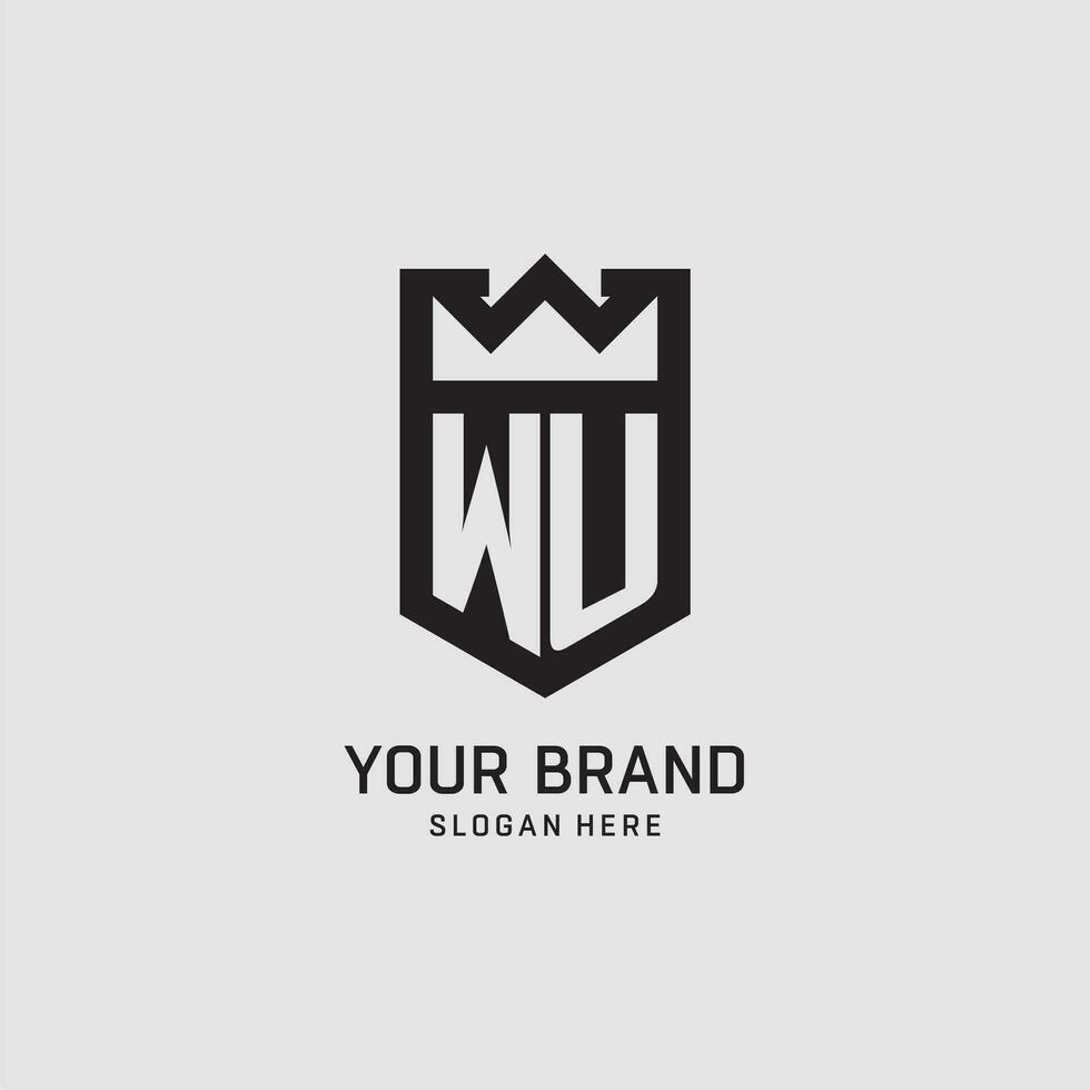 initiale wu logo bouclier forme, Créatif esport logo conception vecteur