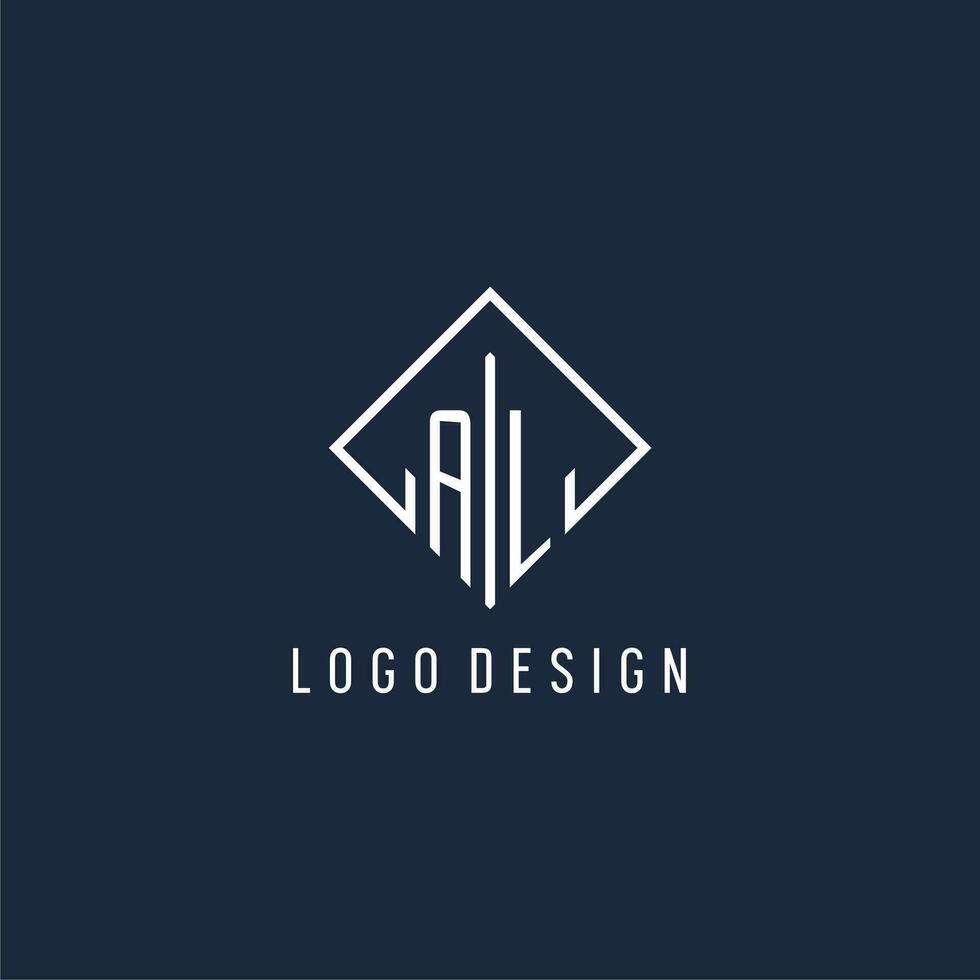 Al initiale logo avec luxe rectangle style conception vecteur