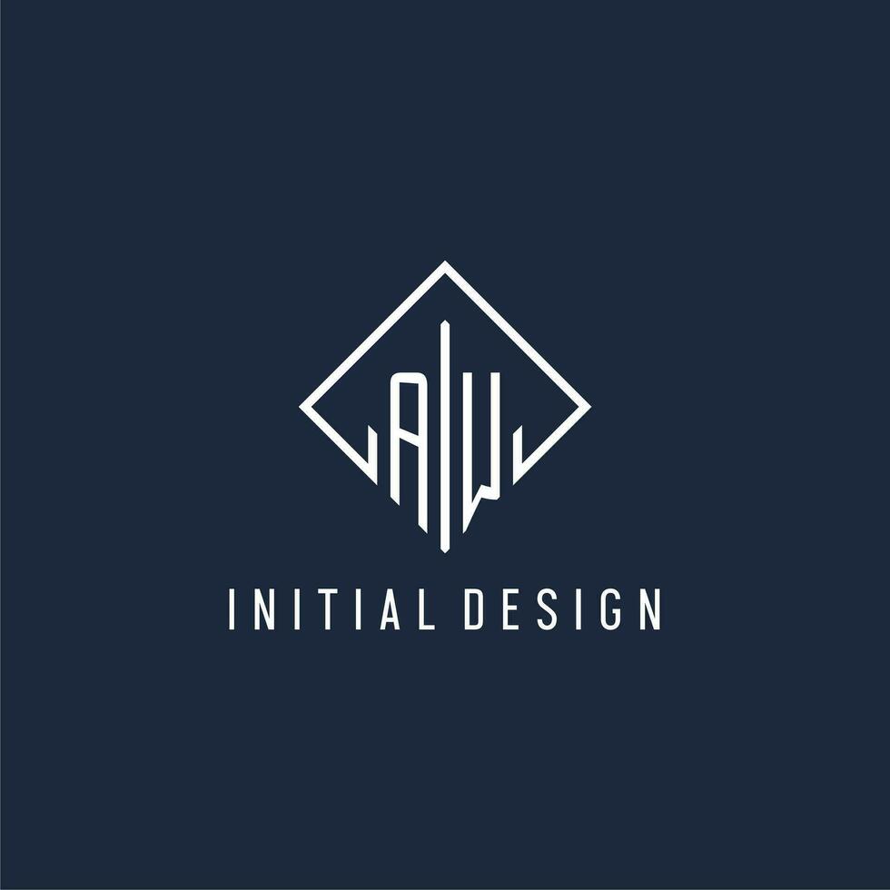 aw initiale logo avec luxe rectangle style conception vecteur