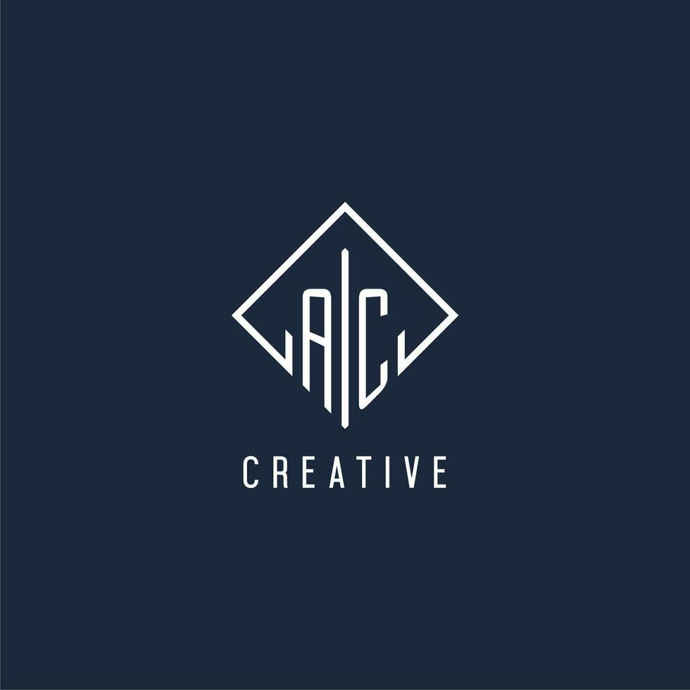 ac initiale logo avec luxe rectangle style conception vecteur