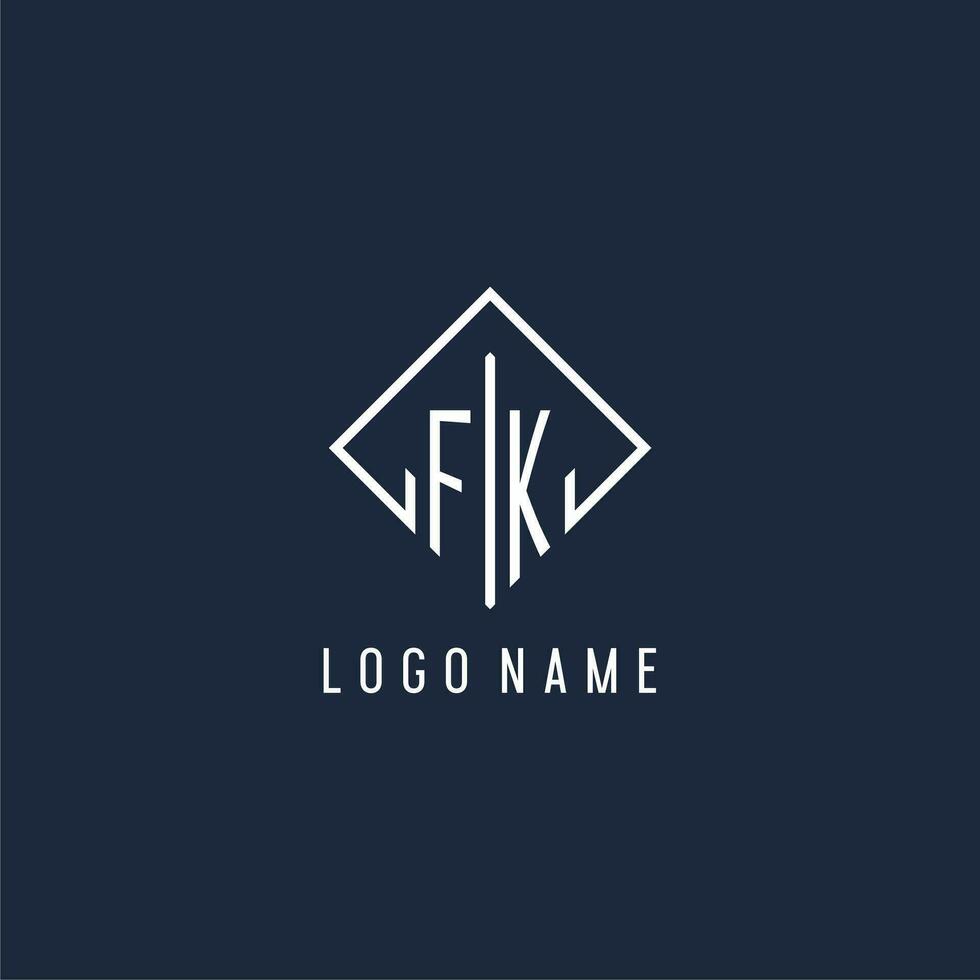 fk initiale logo avec luxe rectangle style conception vecteur