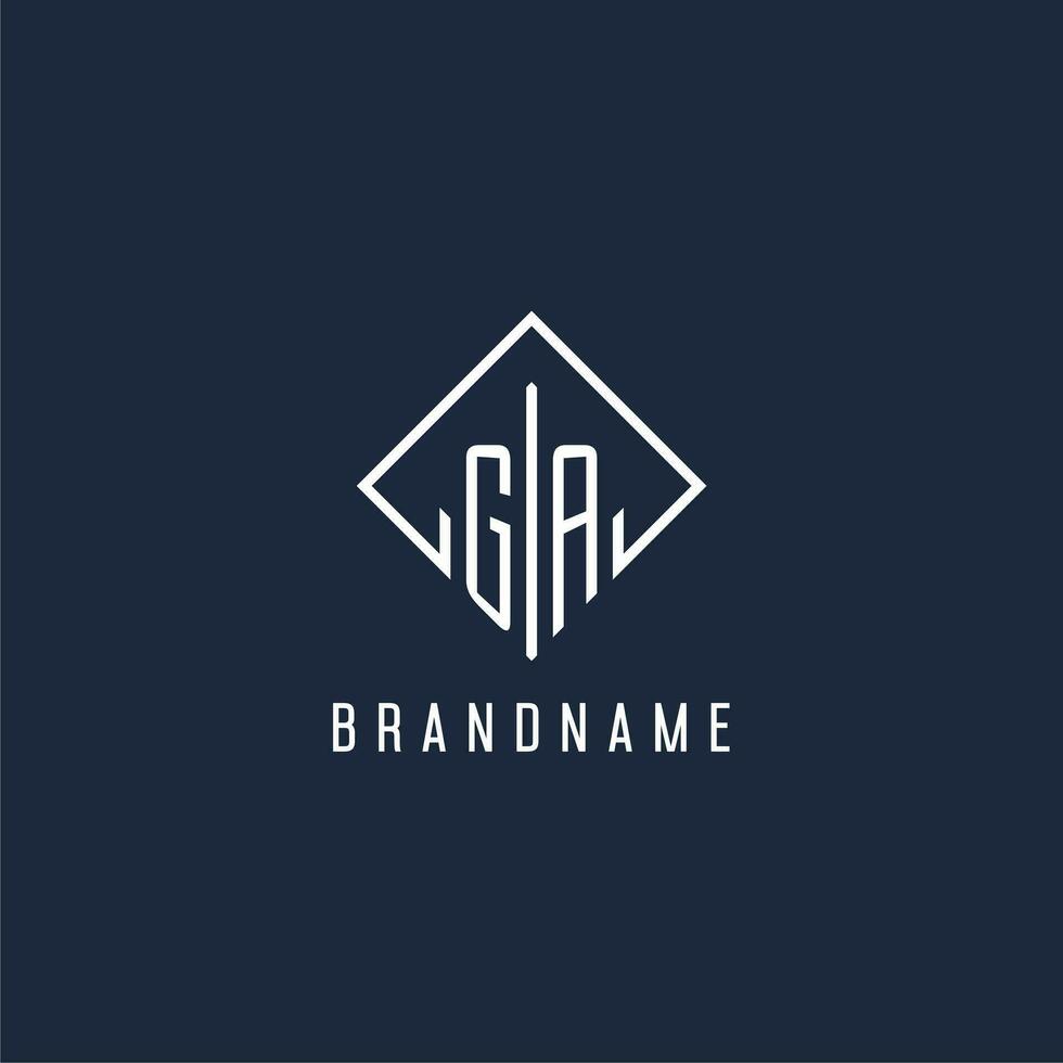 Géorgie initiale logo avec luxe rectangle style conception vecteur