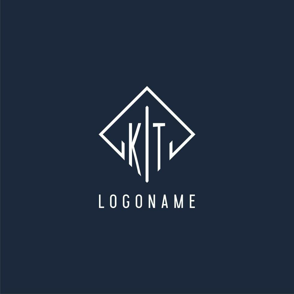 kt initiale logo avec luxe rectangle style conception vecteur