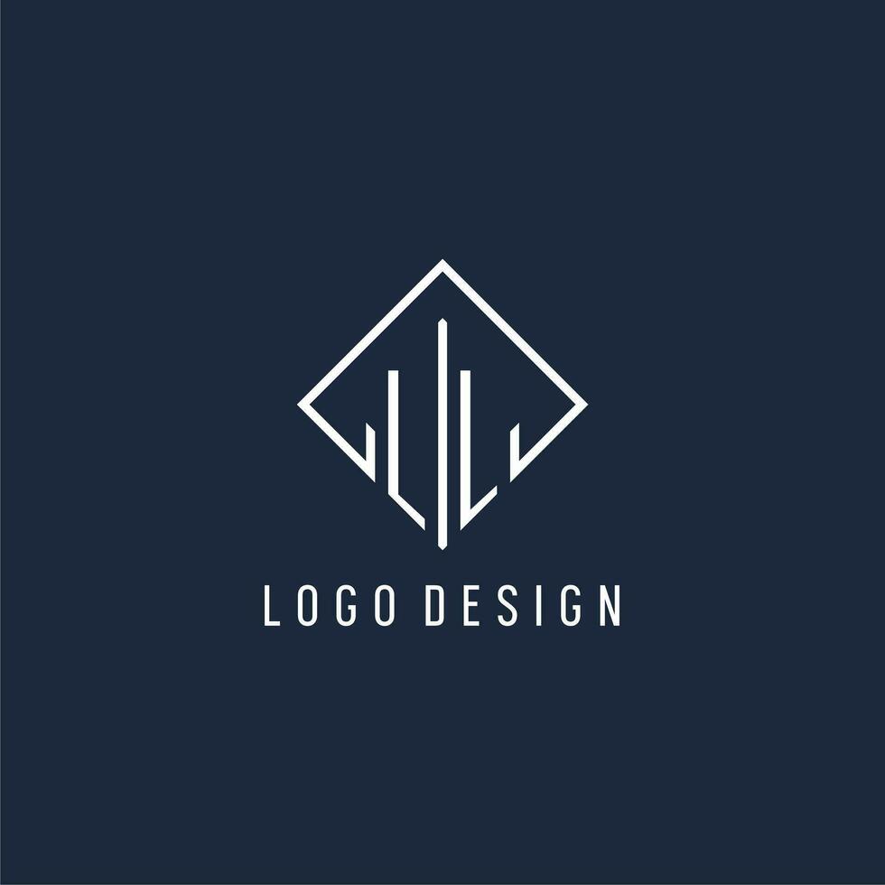 ll initiale logo avec luxe rectangle style conception vecteur