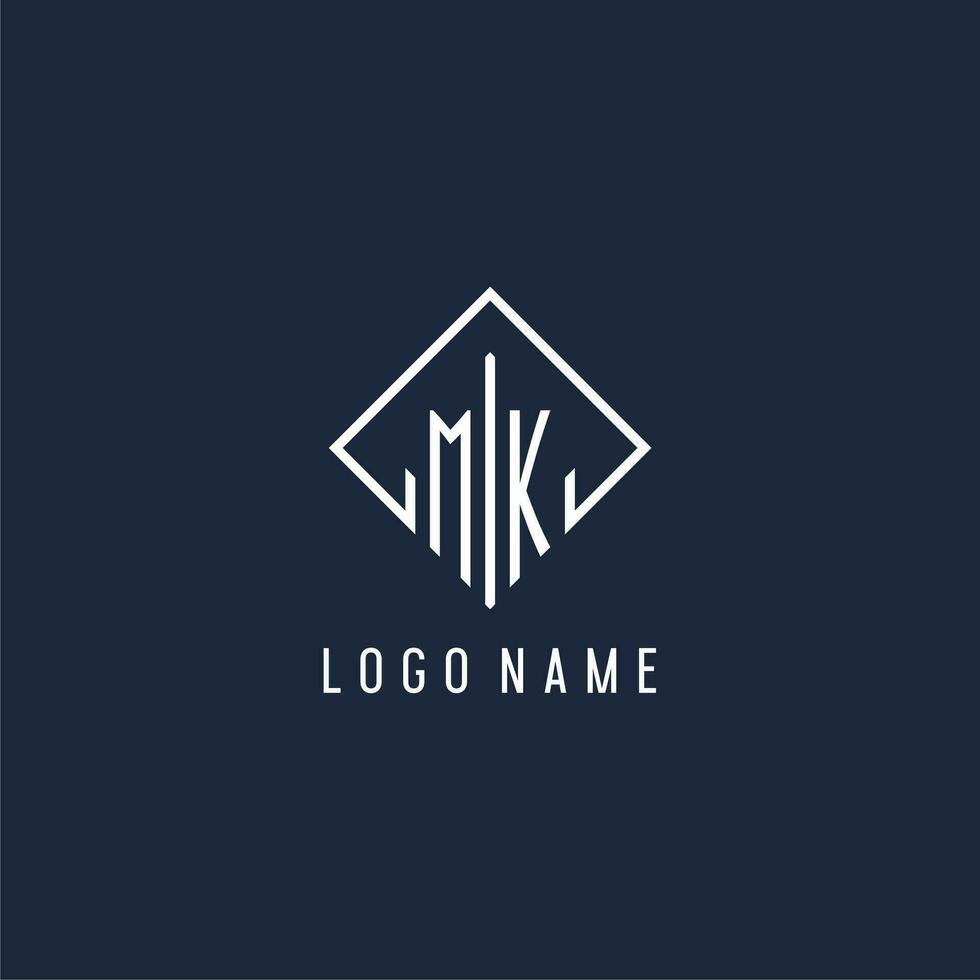 mk initiale logo avec luxe rectangle style conception vecteur