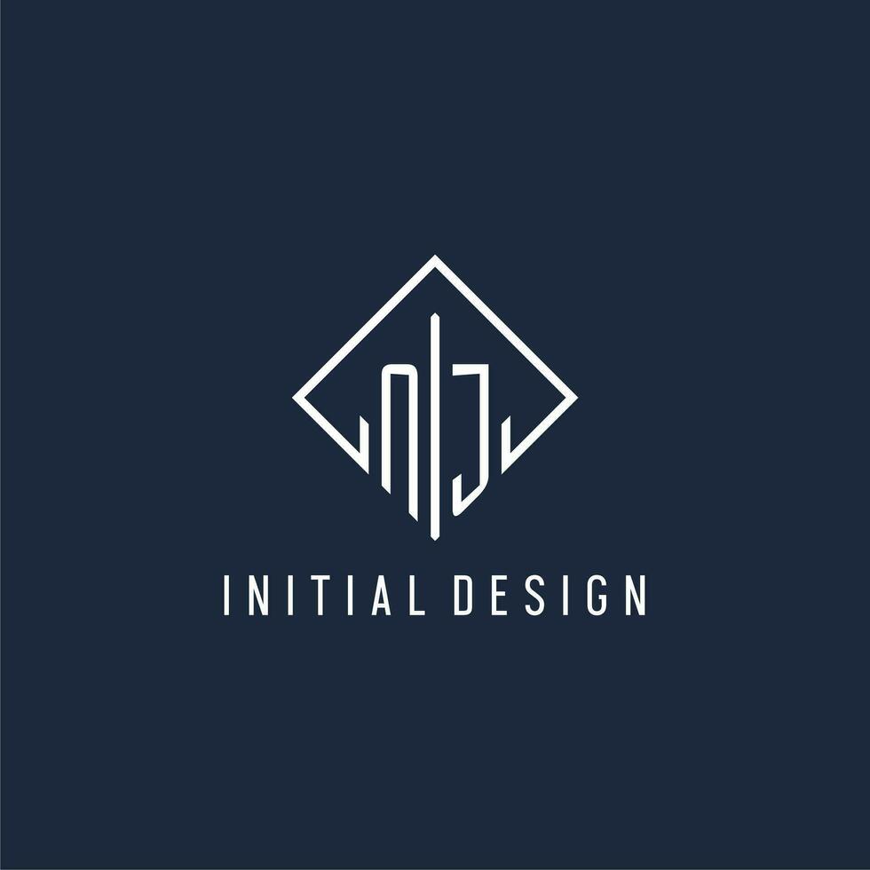 New Jersey initiale logo avec luxe rectangle style conception vecteur