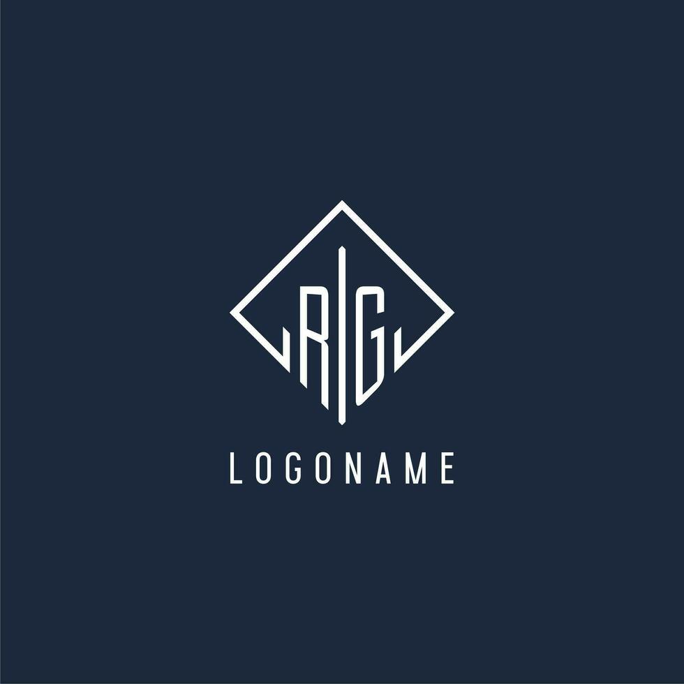 rg initiale logo avec luxe rectangle style conception vecteur