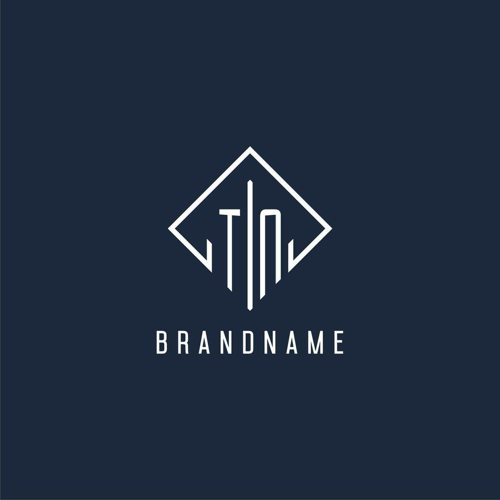 tn initiale logo avec luxe rectangle style conception vecteur