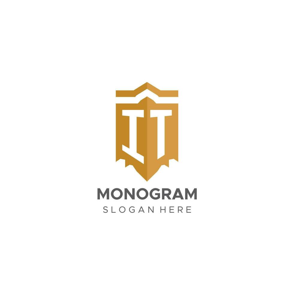 monogramme il logo avec bouclier géométrique forme, élégant luxe initiale logo conception vecteur