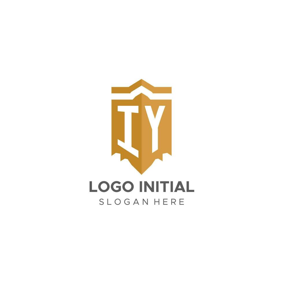 monogramme oui logo avec bouclier géométrique forme, élégant luxe initiale logo conception vecteur