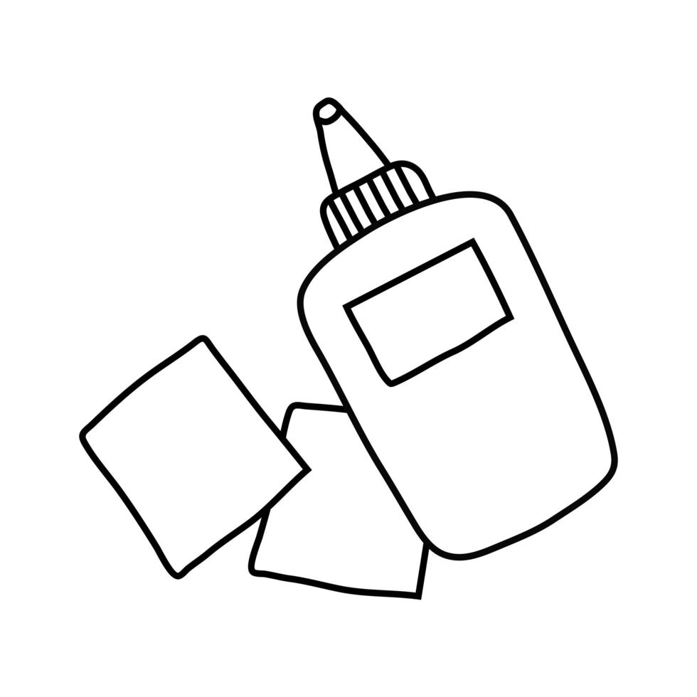 icône de fournitures scolaires de bouteille de colle vecteur