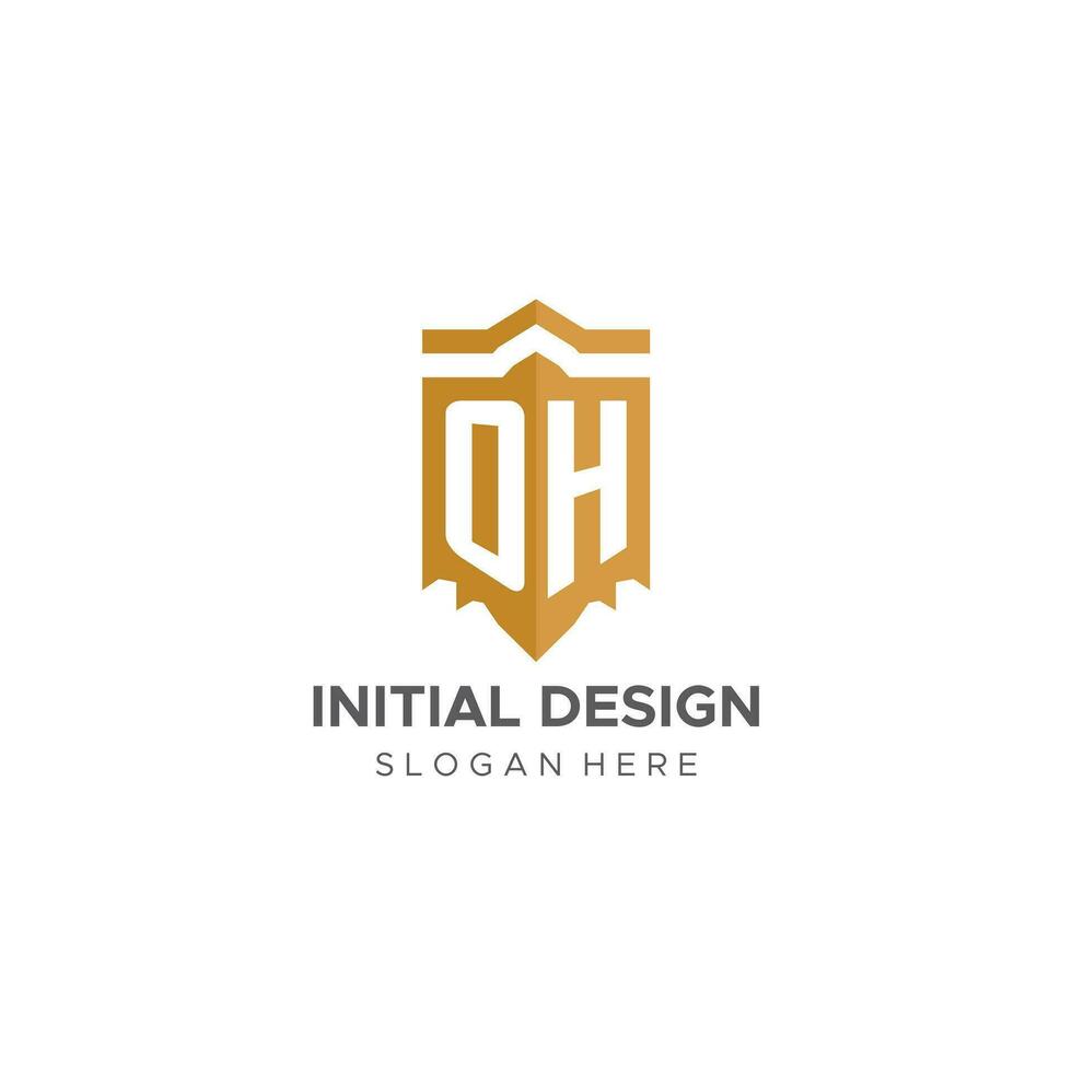monogramme Oh logo avec bouclier géométrique forme, élégant luxe initiale logo conception vecteur