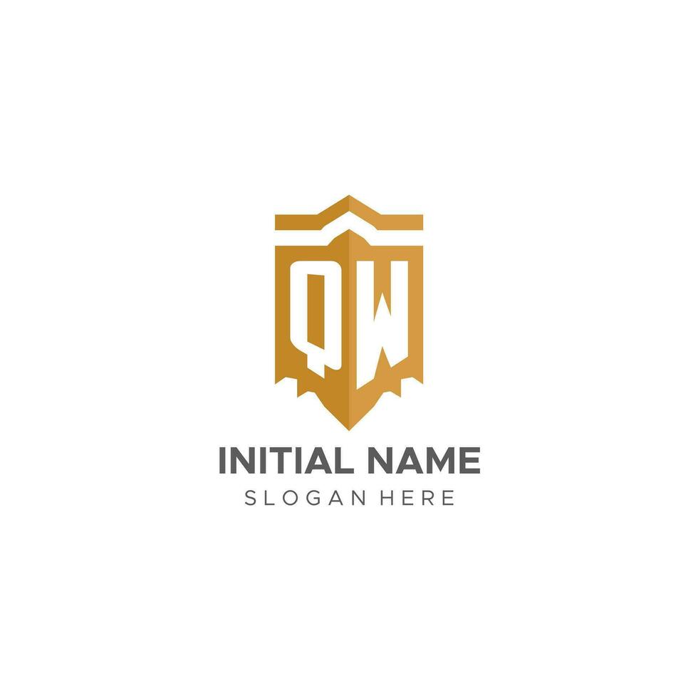 monogramme qw logo avec bouclier géométrique forme, élégant luxe initiale logo conception vecteur