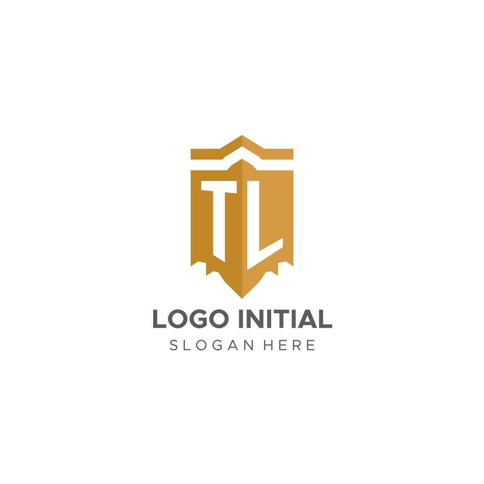 monogramme tl logo avec bouclier géométrique forme, élégant luxe initiale logo conception vecteur