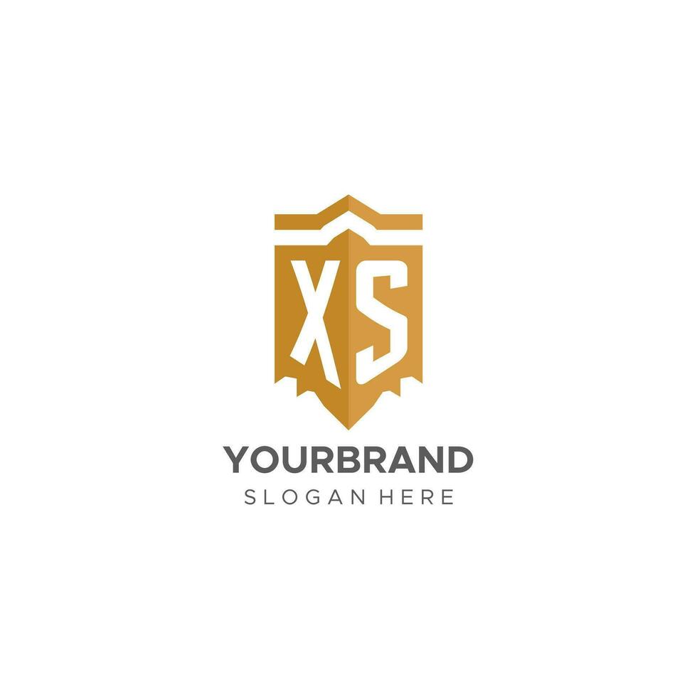 monogramme xs logo avec bouclier géométrique forme, élégant luxe initiale logo conception vecteur