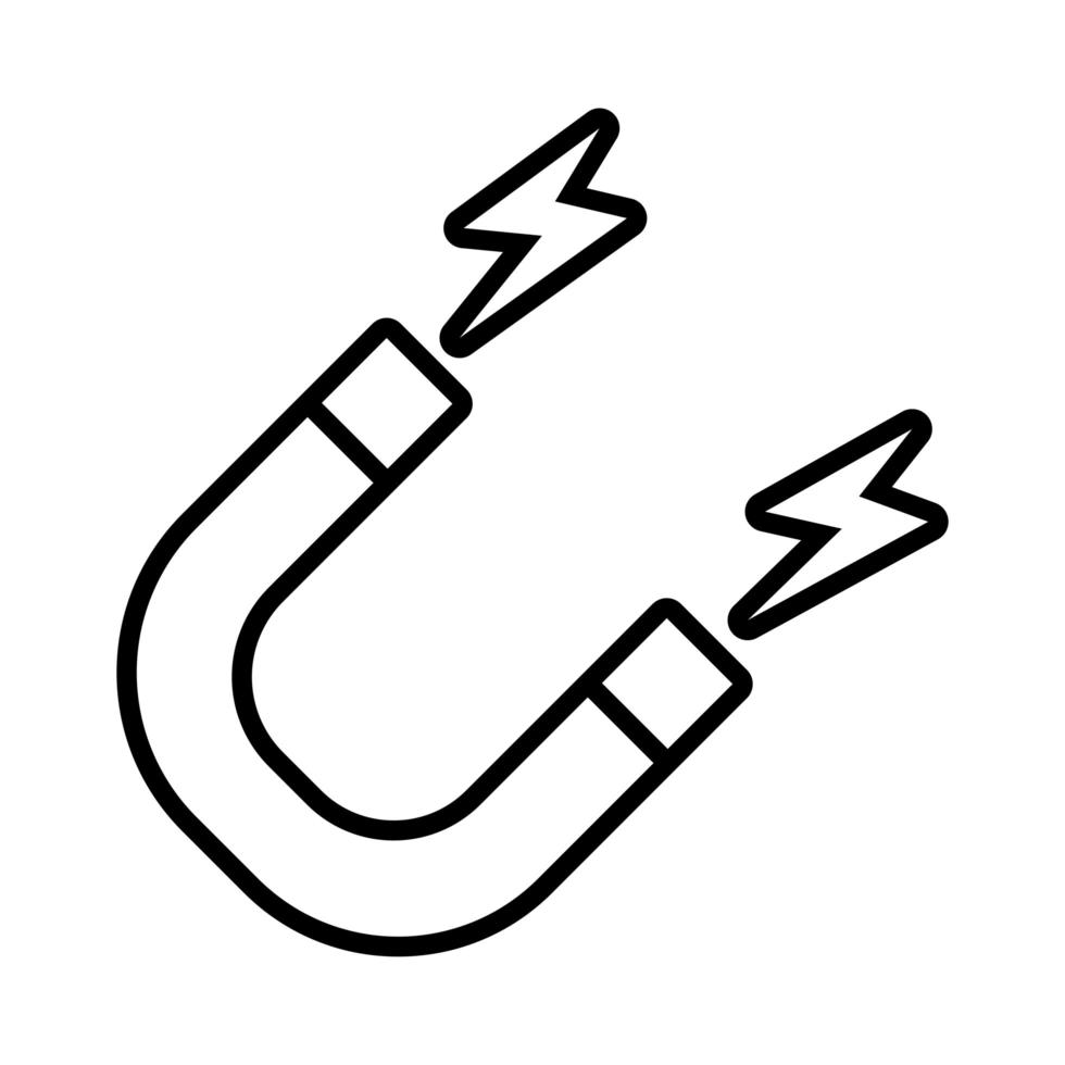 icône de style de ligne électrique d'aimant vecteur
