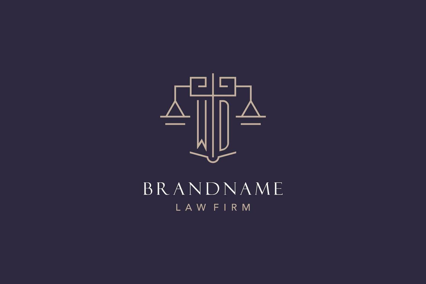 initiale lettre wd logo avec échelle de Justice logo conception, luxe légal logo géométrique style vecteur