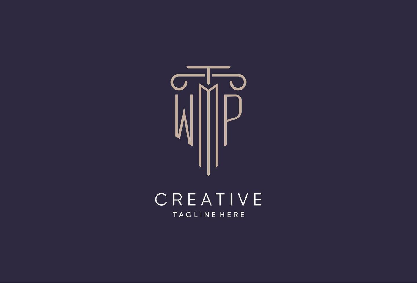 wp logo initiale pilier conception avec luxe moderne style meilleur conception pour légal raffermir vecteur