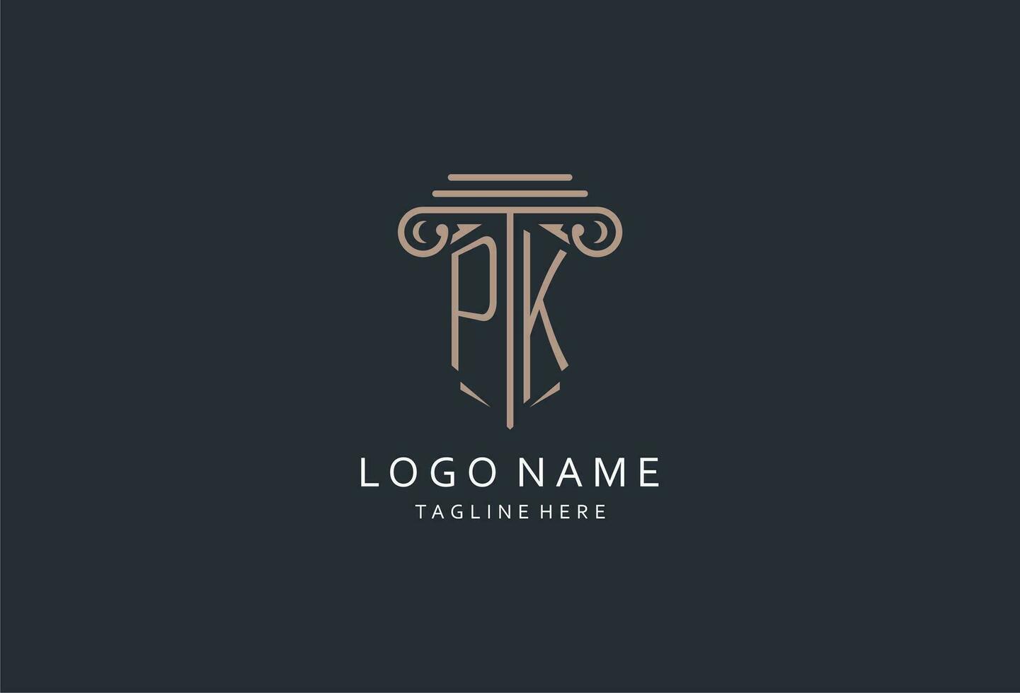 paquet monogramme logo avec pilier forme icône, luxe et élégant conception logo pour loi raffermir initiale style logo vecteur