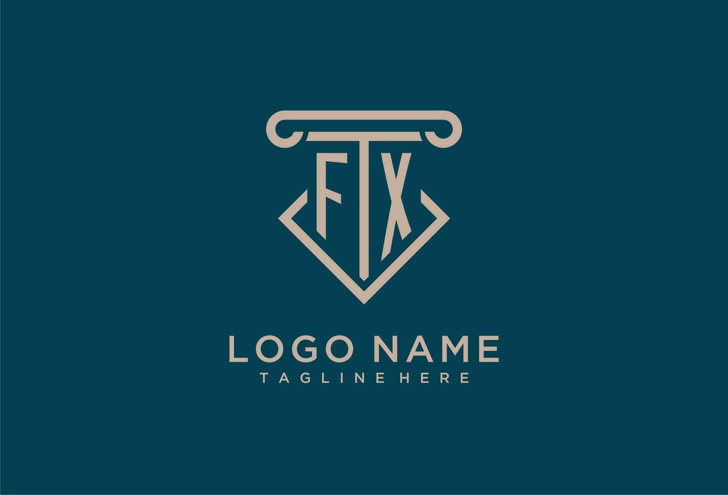 fx initiale avec pilier icône conception, nettoyer et moderne avocat, légal raffermir logo vecteur
