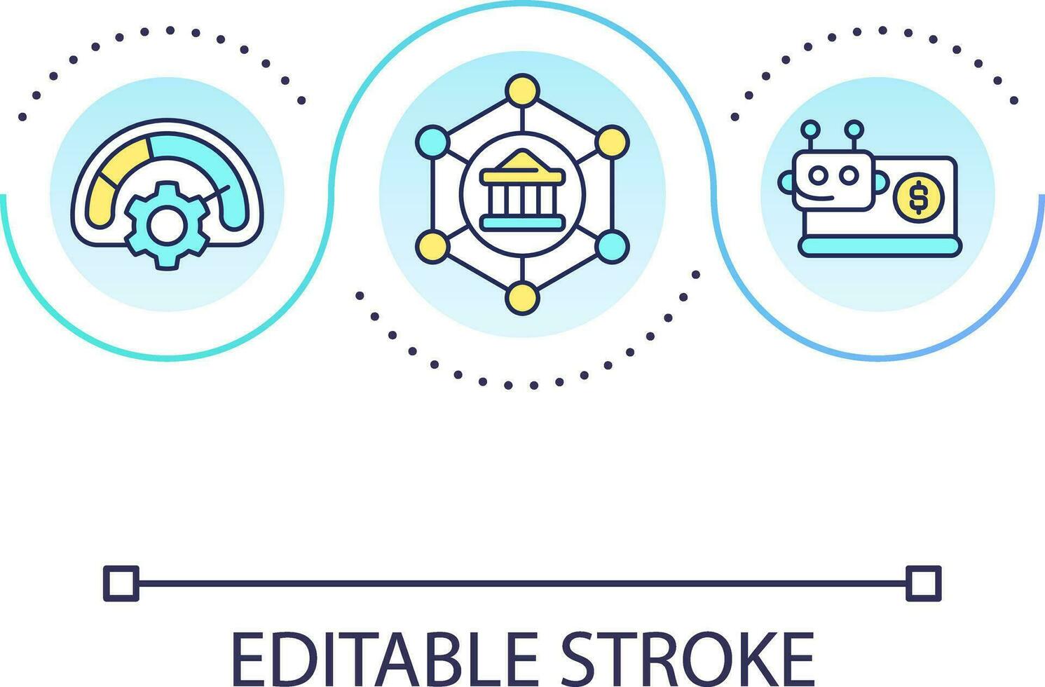 automatique bancaire système boucle concept icône. financier gestion. ordinateur programme. améliorer performance abstrait idée mince ligne illustration. isolé contour dessin. modifiable accident vasculaire cérébral vecteur