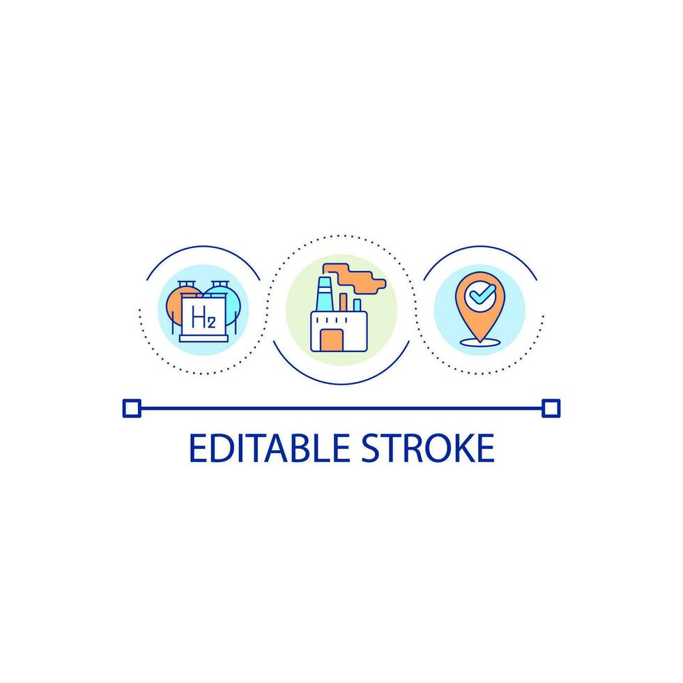 hydrogène production boucle concept icône. vert pouvoir. régional alternative énergie station abstrait idée mince ligne illustration. isolé contour dessin. modifiable accident vasculaire cérébral vecteur