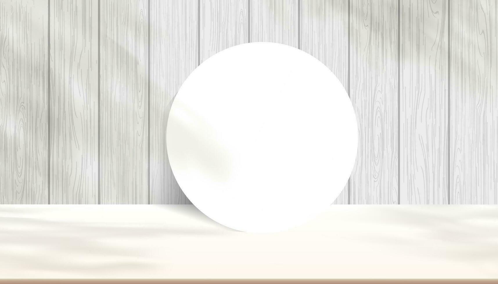 Contexte studio bois mur avec ombre feuilles sur beige sol, arrière-plan scène produit afficher podium avec ombre plateforme, blanc en bois texture avec supporter étape vitrine à spectacle cosmétique produit vecteur