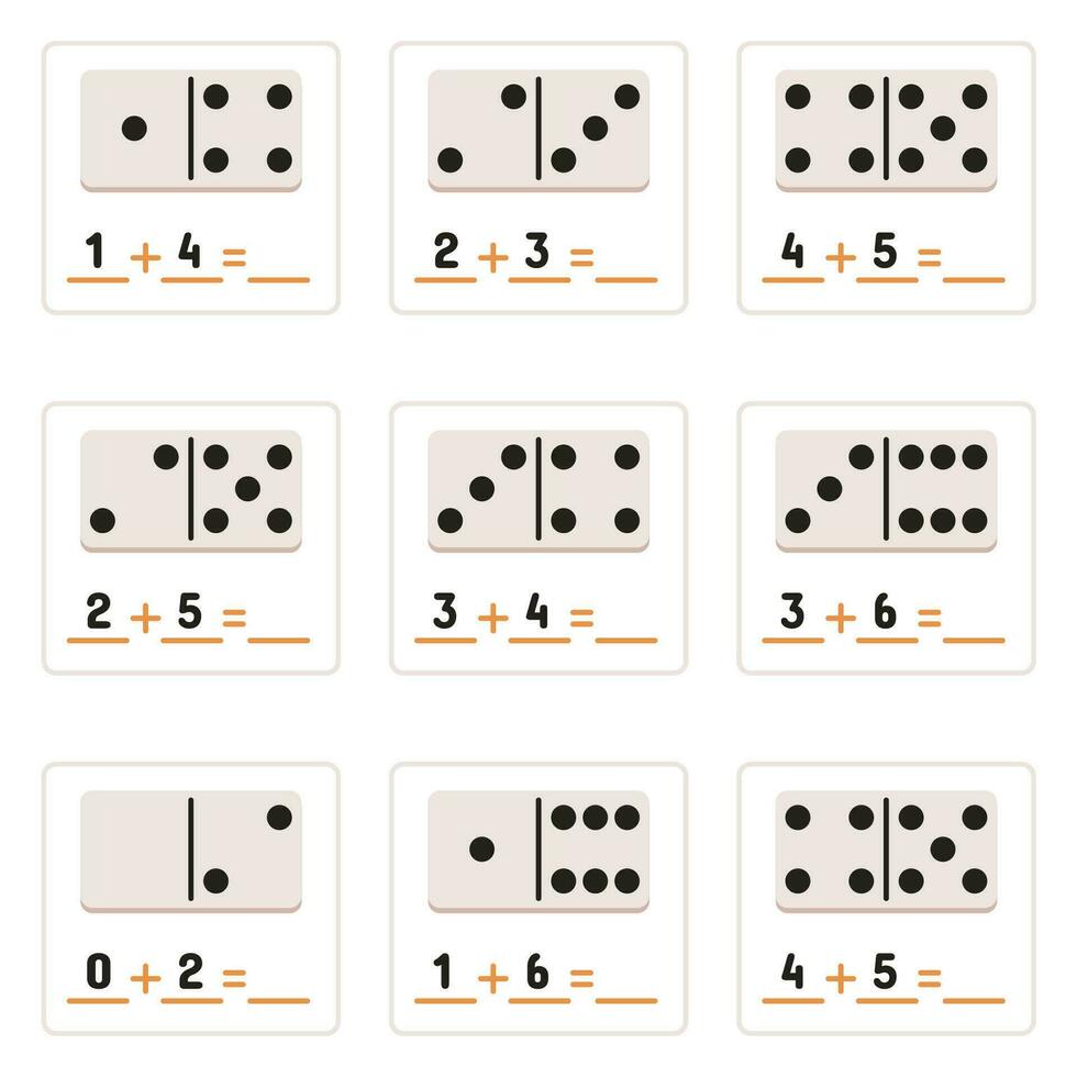 math des exercices avec domino pièces vecteur