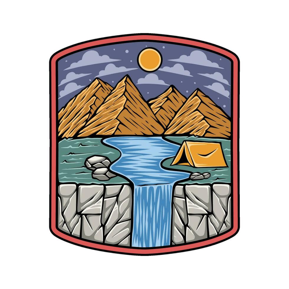 aventure camping Extérieur ancien badge logo isolé sur Cadre badge vecteur