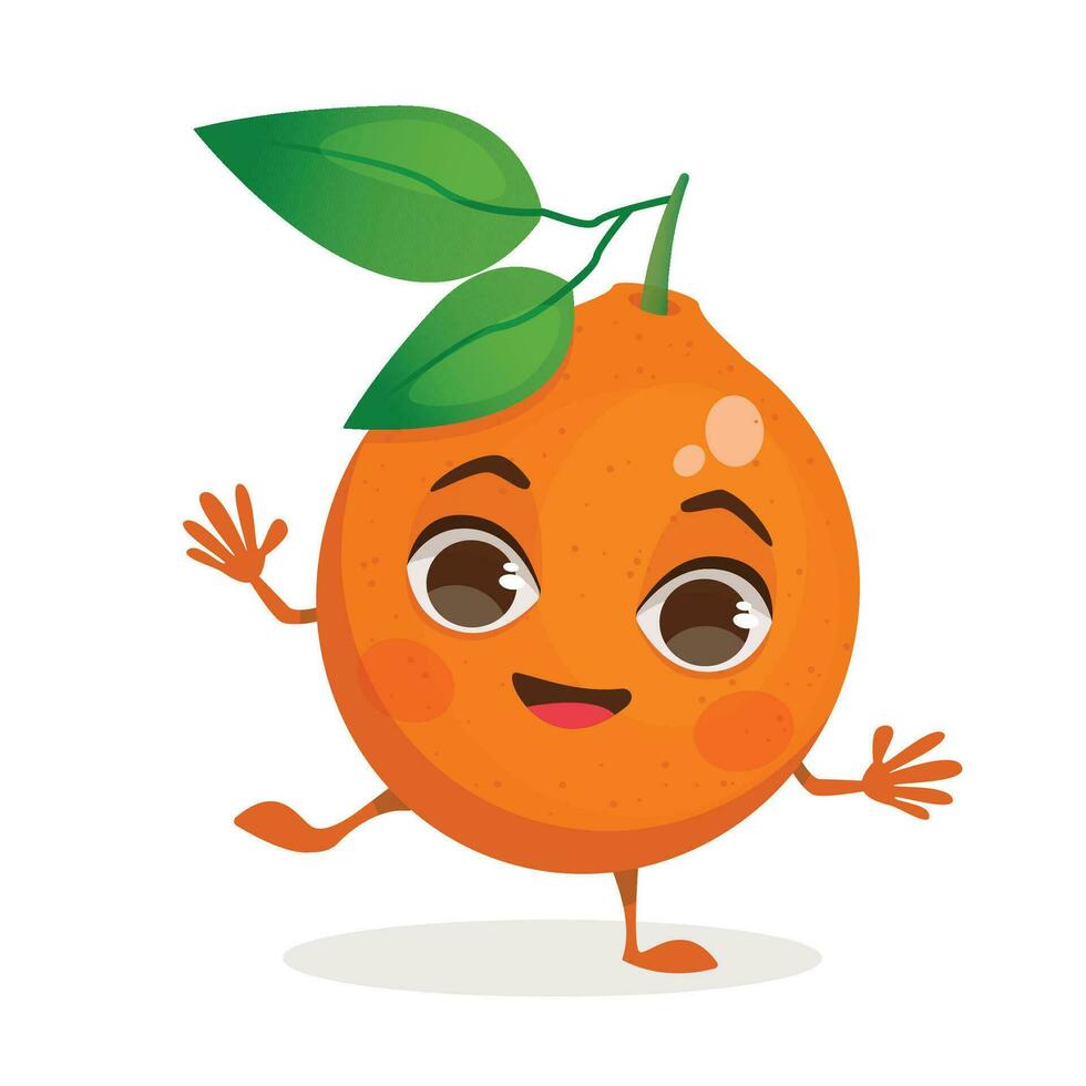 fruit dessin animé personnage - orange. fruit avec affronter, bras et jambes. vecteur graphique.