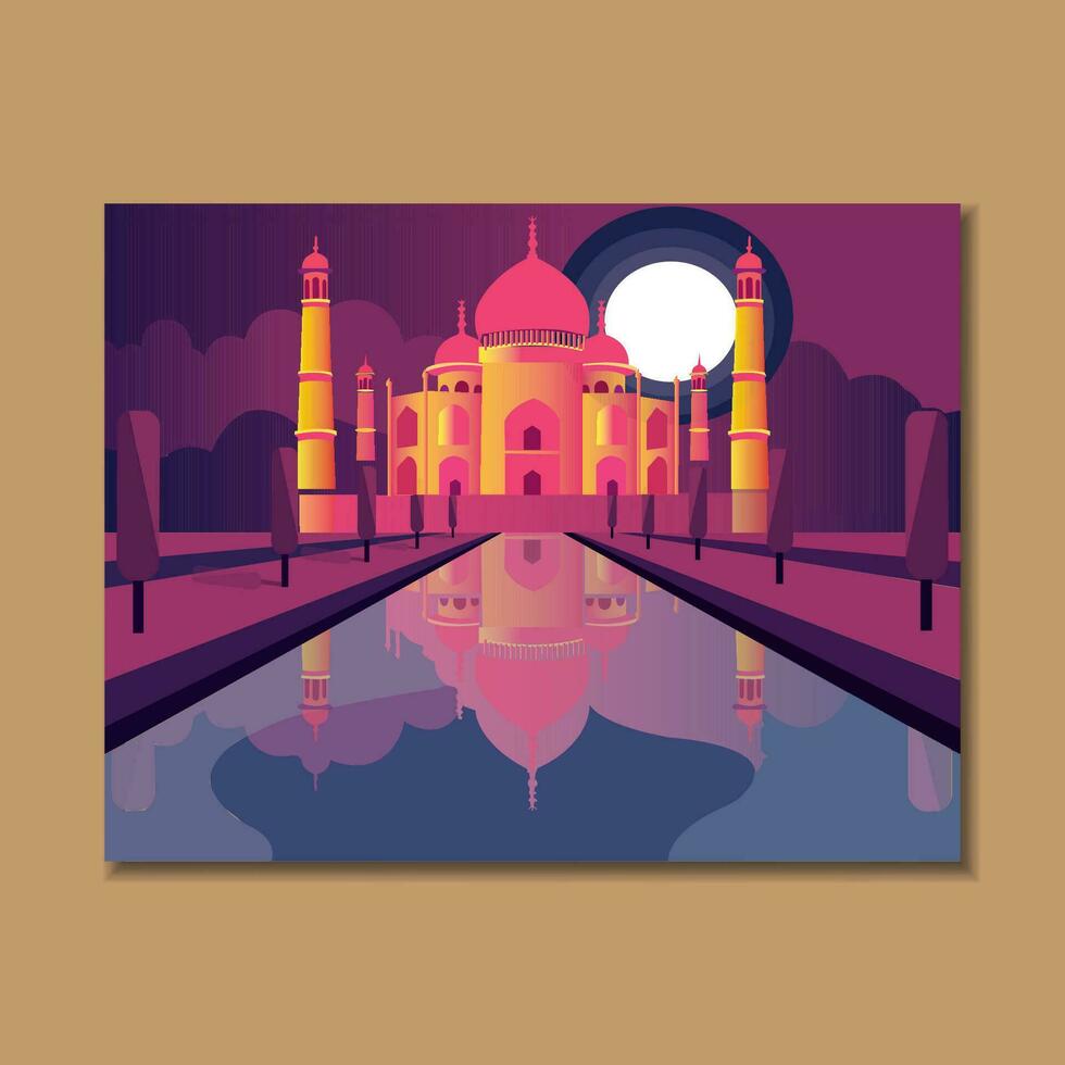 moderne conception affiche avec coloré Contexte de taj mahal dans agra, Inde. vecteur illustration pro vecteur