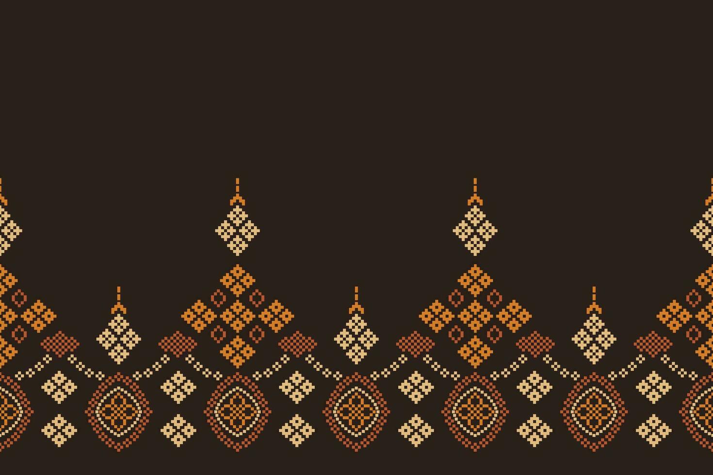 ethnique géométrique en tissu modèle traverser point.ikat broderie ethnique Oriental pixel modèle marron Contexte. abstrait, vecteur, illustration. texture, vêtements, écharpe, décoration, motifs, soie fond d'écran. vecteur