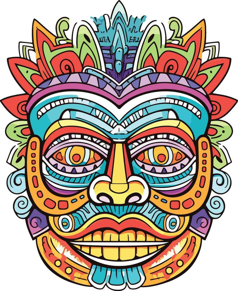 tiki festival, tiki masque vecteur illustration, tiki masques pour T-shirt conception, autocollant et mur art