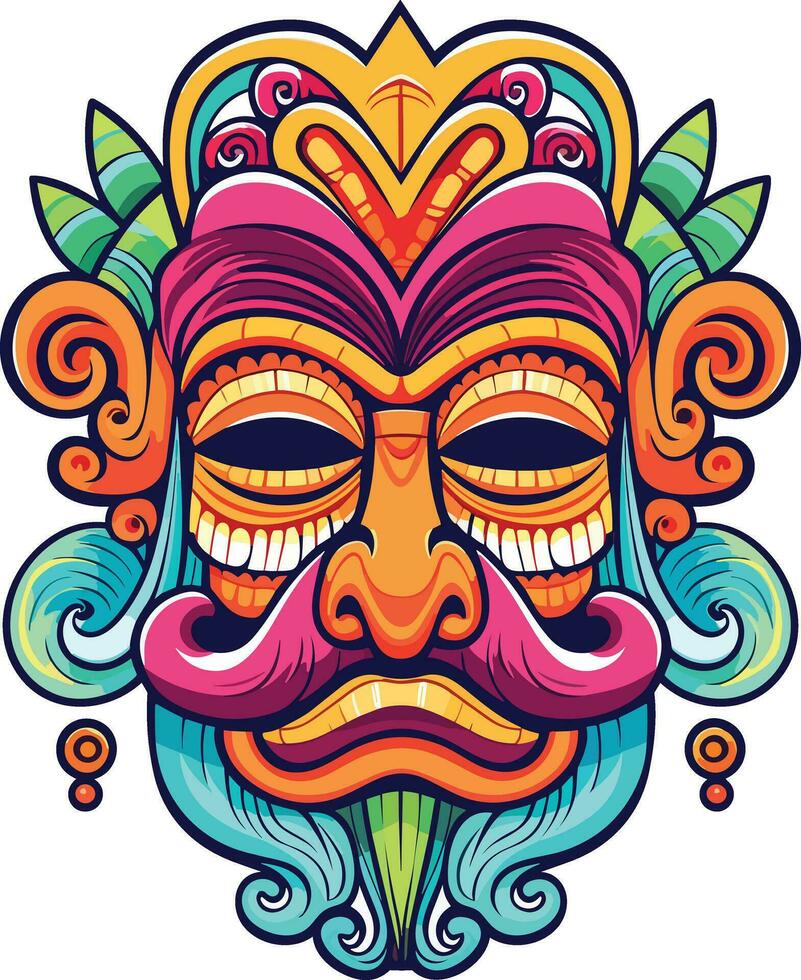 tiki festival, tiki masque vecteur illustration, tiki masques pour T-shirt conception, autocollant et mur art