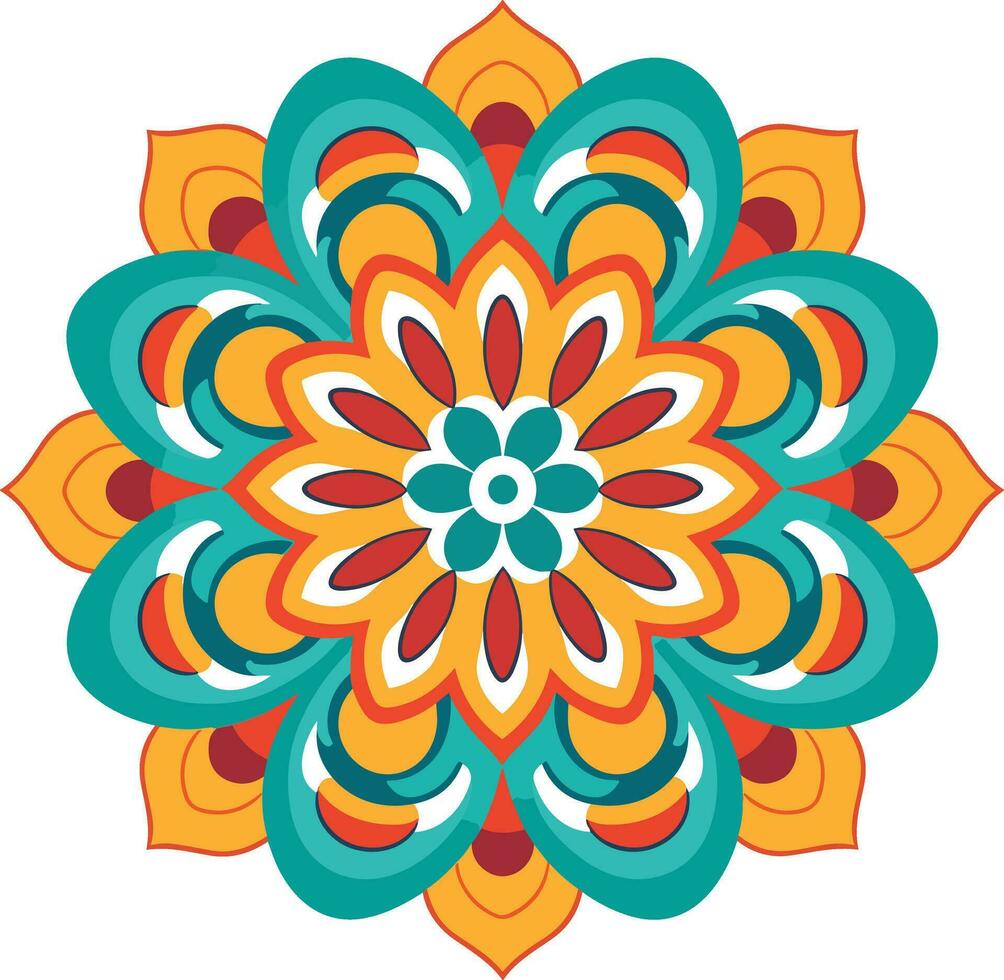 magnifique et coloré mandala art illustration pour mur décor, autocollants et décoration vecteur