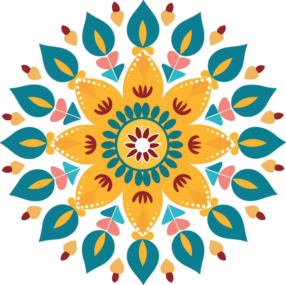 magnifique et coloré mandala art illustration pour mur décor, autocollants et décoration vecteur