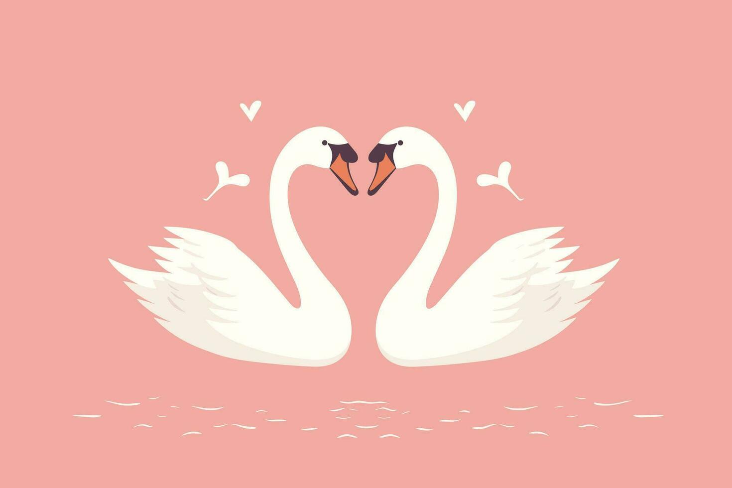 deux cygnes formé l'amour forme illustration, deux cygnes formé l'amour forme, cygnes signifiait pour aimer, les amoureux journée arrière-plan, valentines journée Contexte vecteur