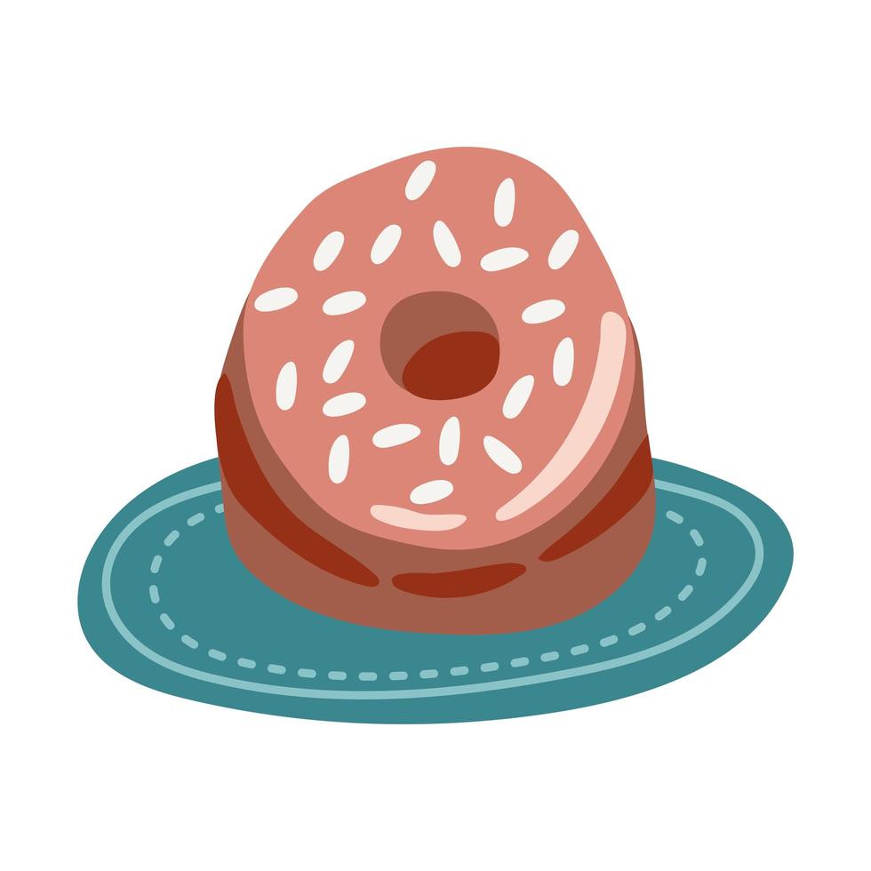 icône de style de forme libre de pâtisserie de beignet sucré vecteur