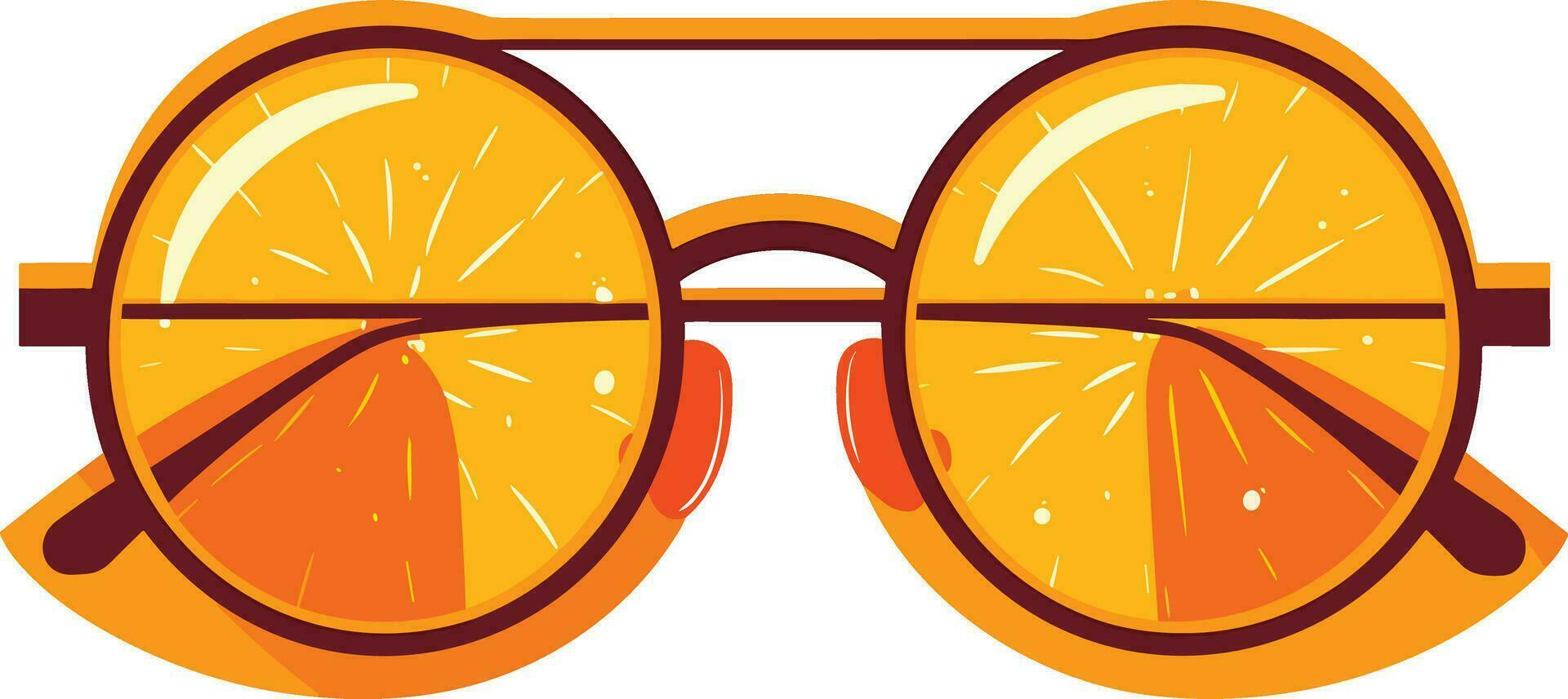 fraîchement Couper agrumes fruit et élégant des lunettes sur blanc arrière-plan, œil des lunettes avec des oranges illustration vecteur