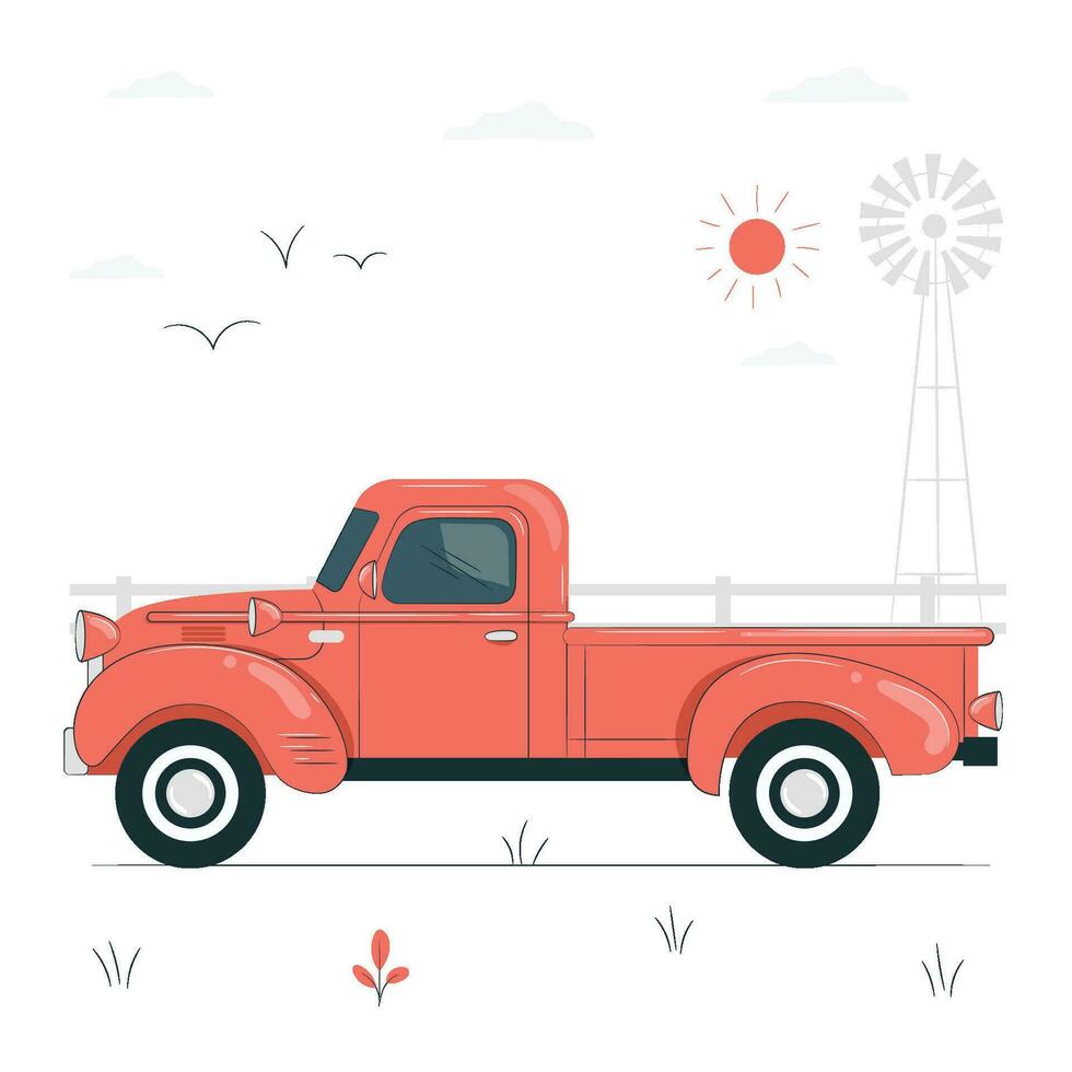 gratuit vecteur ancien un camion concept illustration