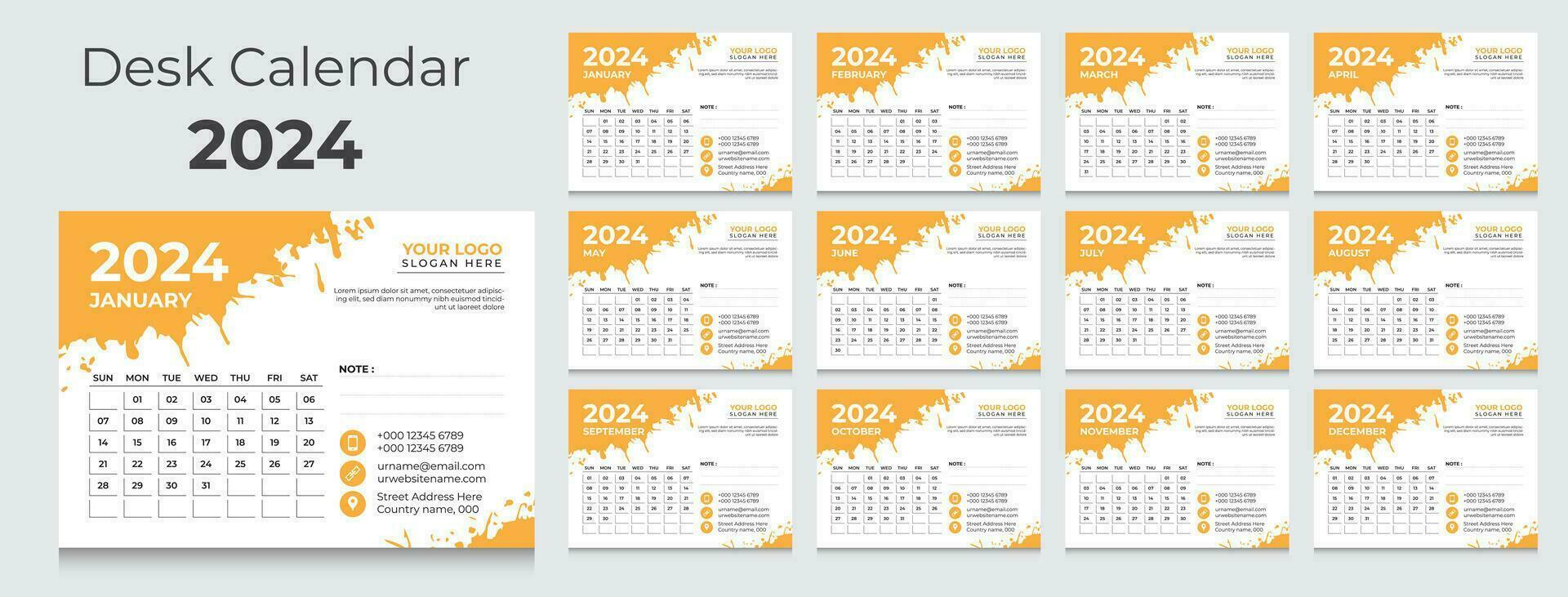 bureau calendrier 2024 vecteur