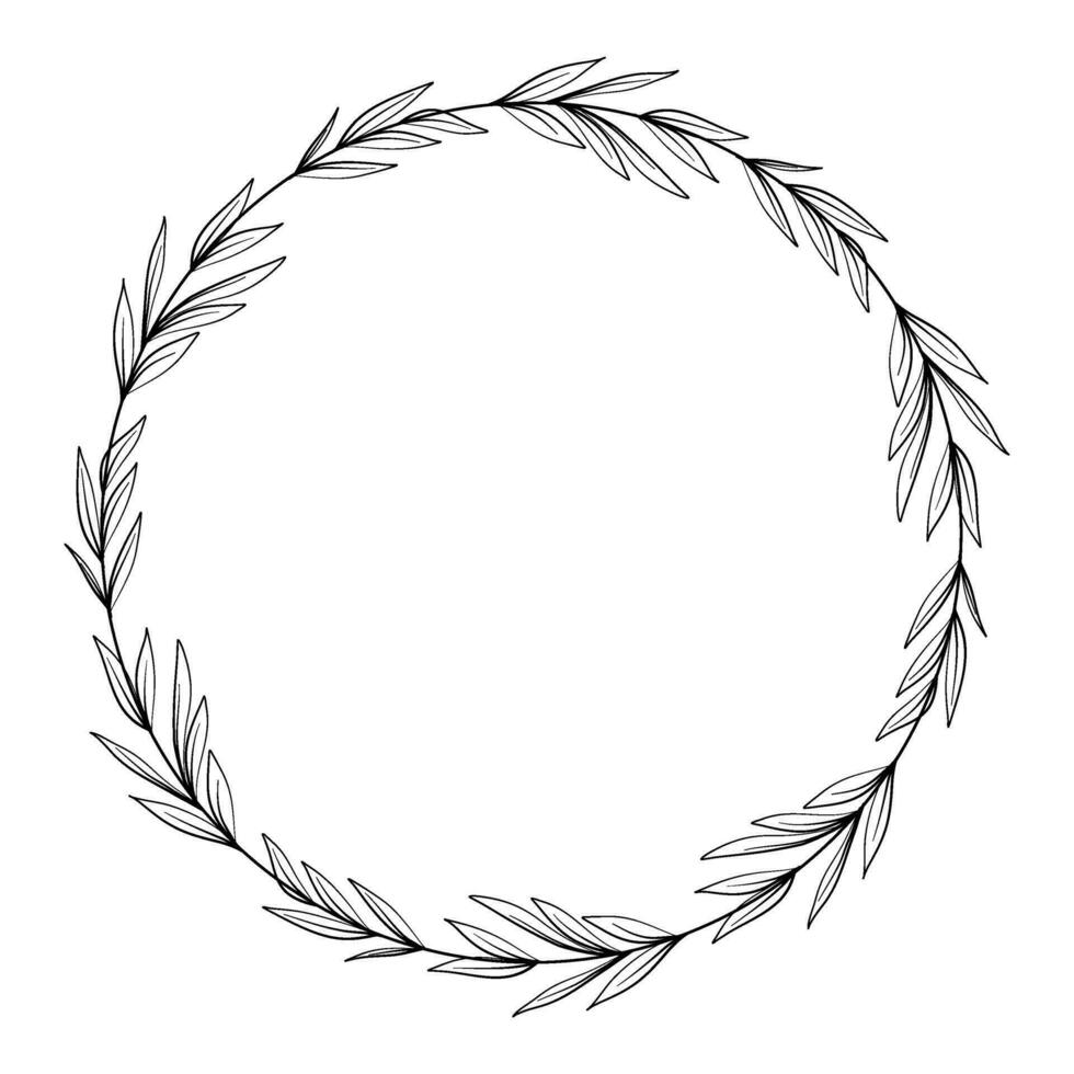 couronne feuilles ligne art esquisser esquisser logo illustration vecteur
