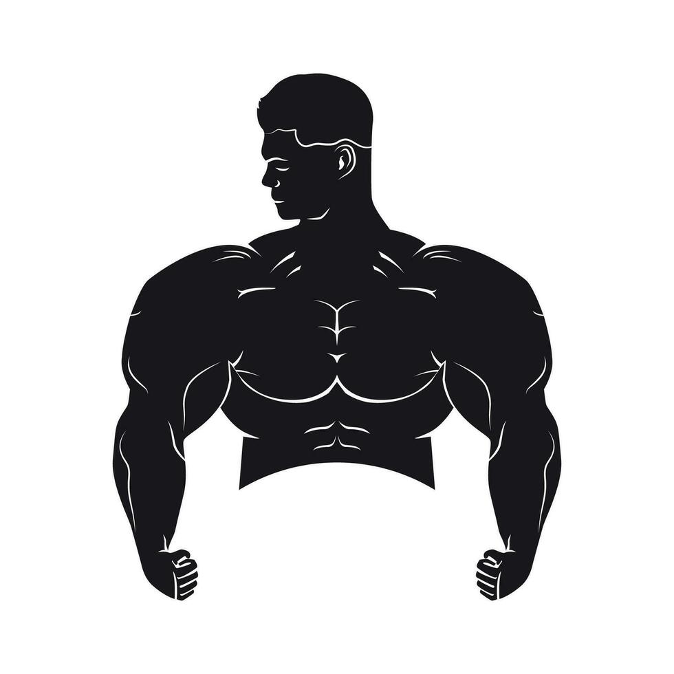 grande silhouette musclée du corps humain, flex musculaire massif vecteur