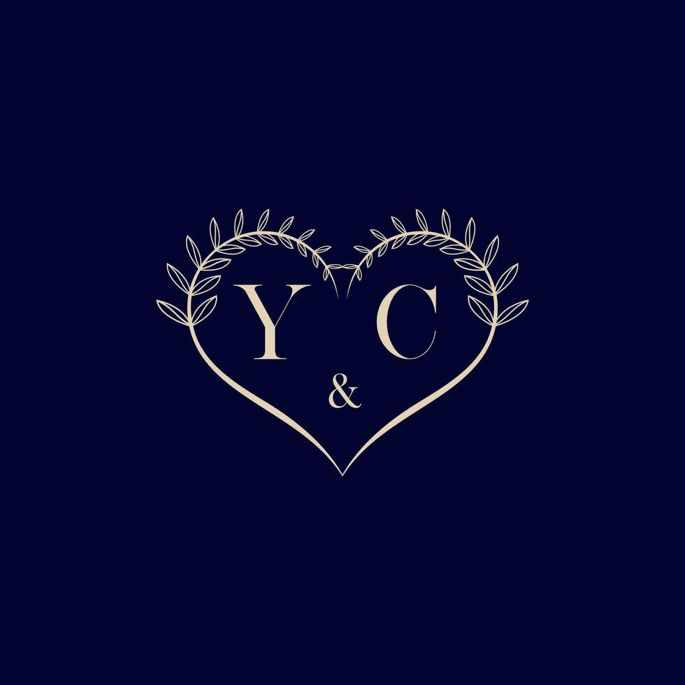 yc floral l'amour forme mariage initiale logo vecteur