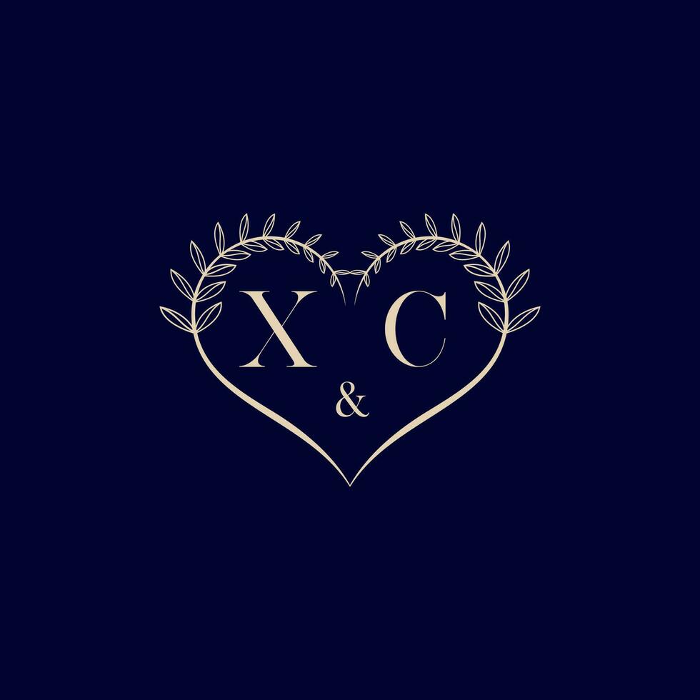 xc floral l'amour forme mariage initiale logo vecteur