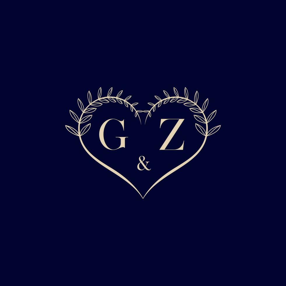 gz floral l'amour forme mariage initiale logo vecteur