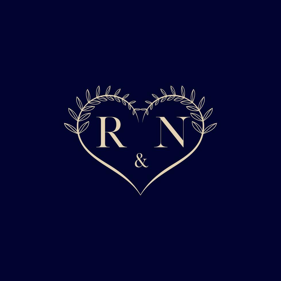 rn floral l'amour forme mariage initiale logo vecteur